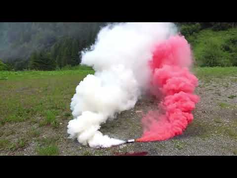 Bombe fumigène pyrotechnique bicolore blanc&rouge Grenade fumigène Smoke Bomb